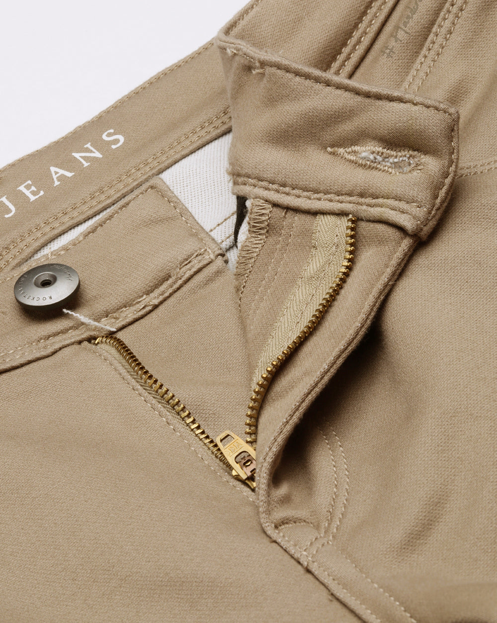 Khaki Colored Denim Ankle Fit Jeans For Men