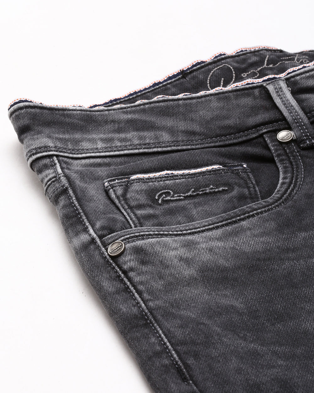 Distressed Dark Grey Denim Ankle Fit Jeans For Men