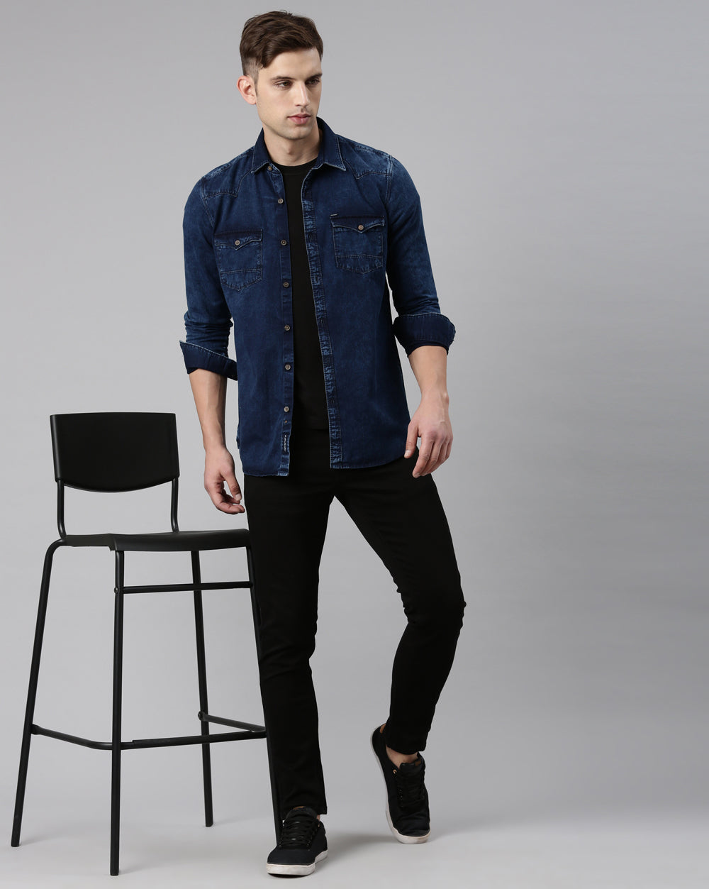 Indigo Double Pocket Denim Shirt for Men