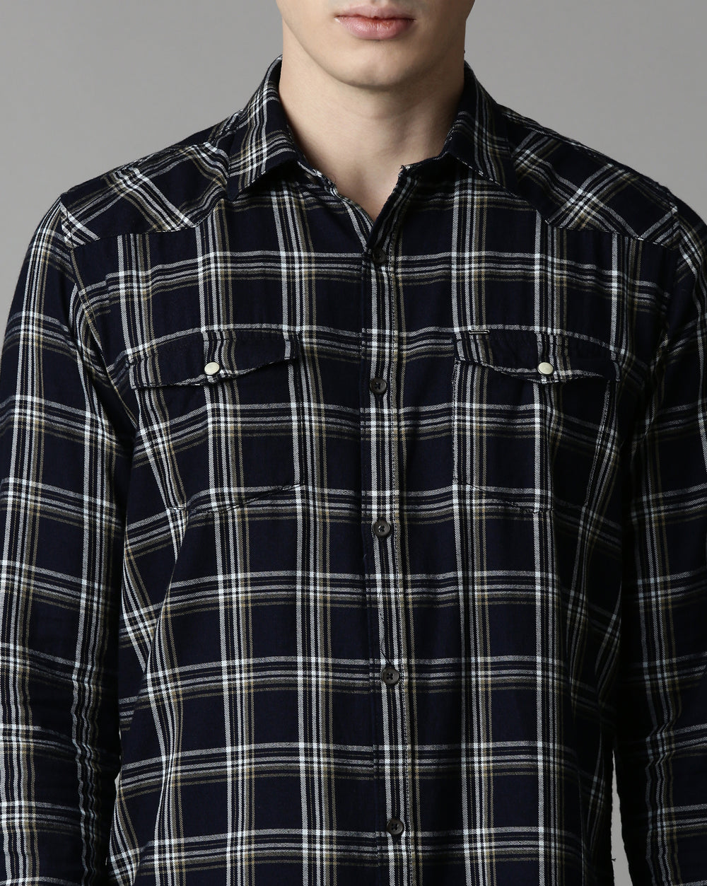 Swing Indigo Checkered Shirt for Men