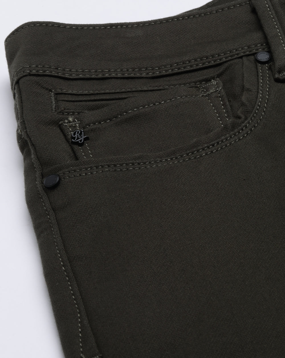Dark Olive Colored Denim Ankle Fit Jeans For Men