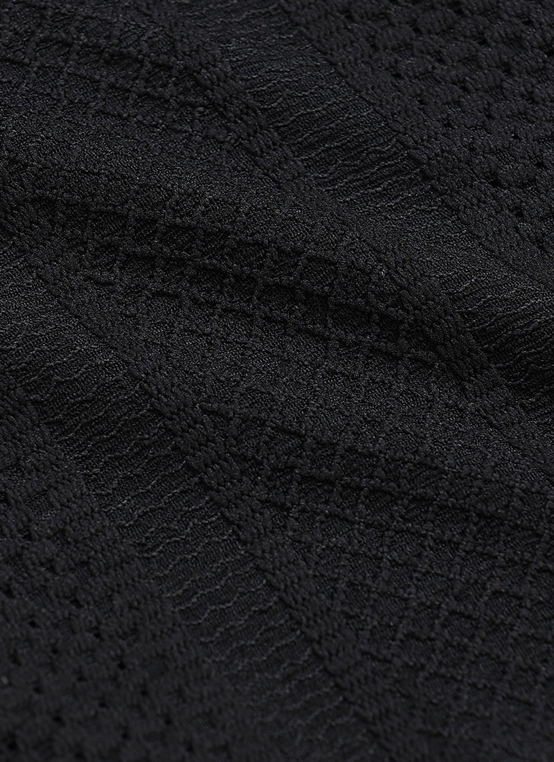 AETHER Textured Mesh Knitted Shirt Jet Black-Fabric Detail View