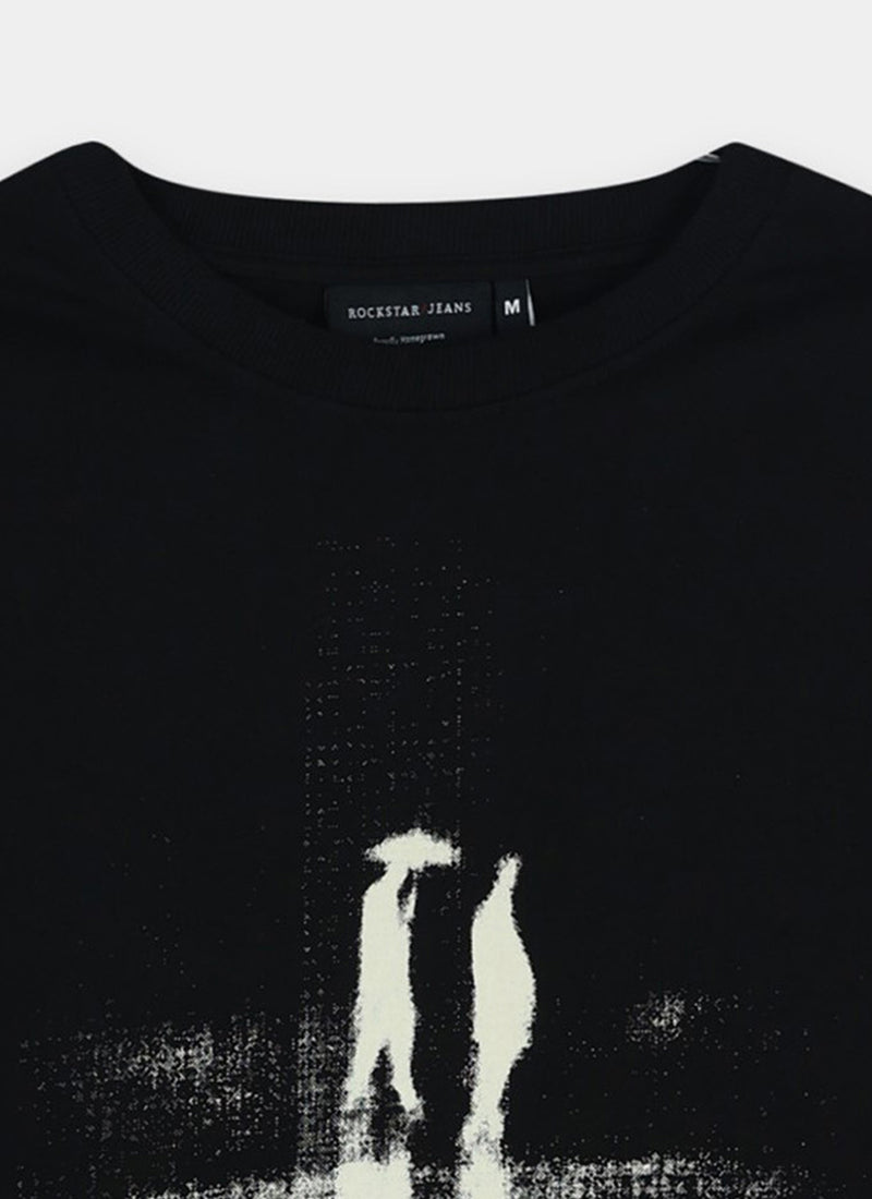DISCOVERING Oversized Cotton Printed T-Shirt Black - Details Image