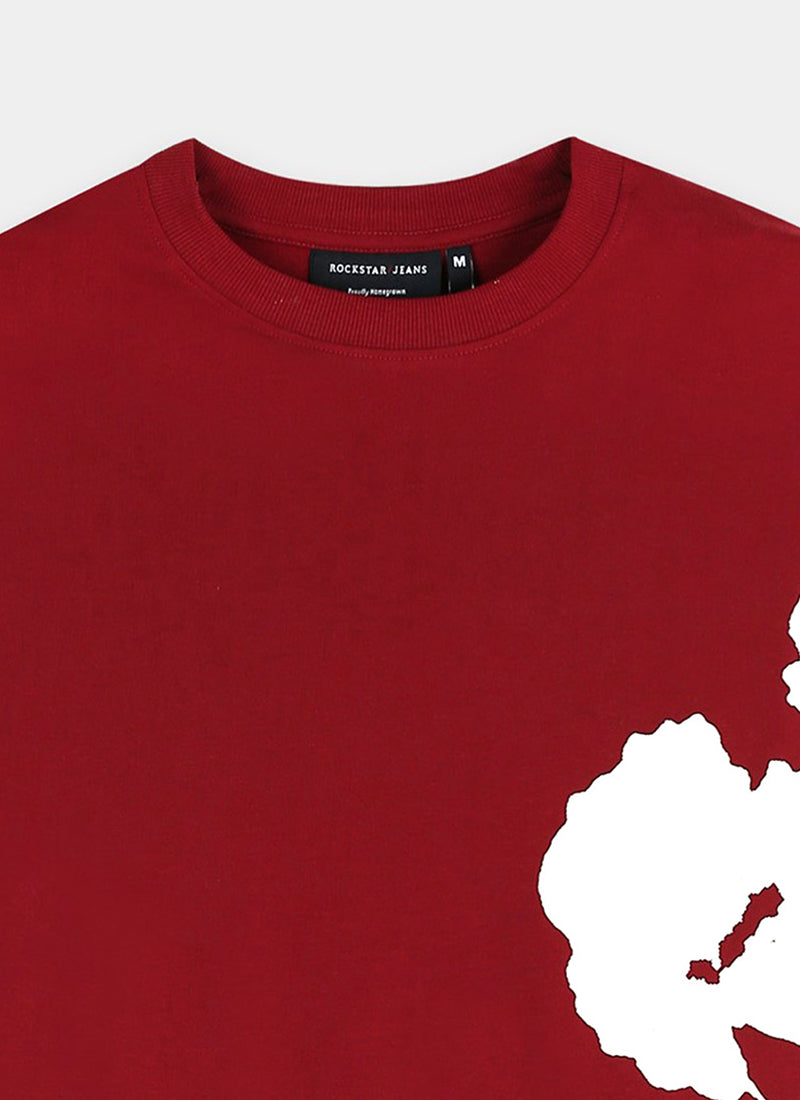 ECLECTIC REALM Oversized Cotton Printed T-Shirt Carmine Red - Details View