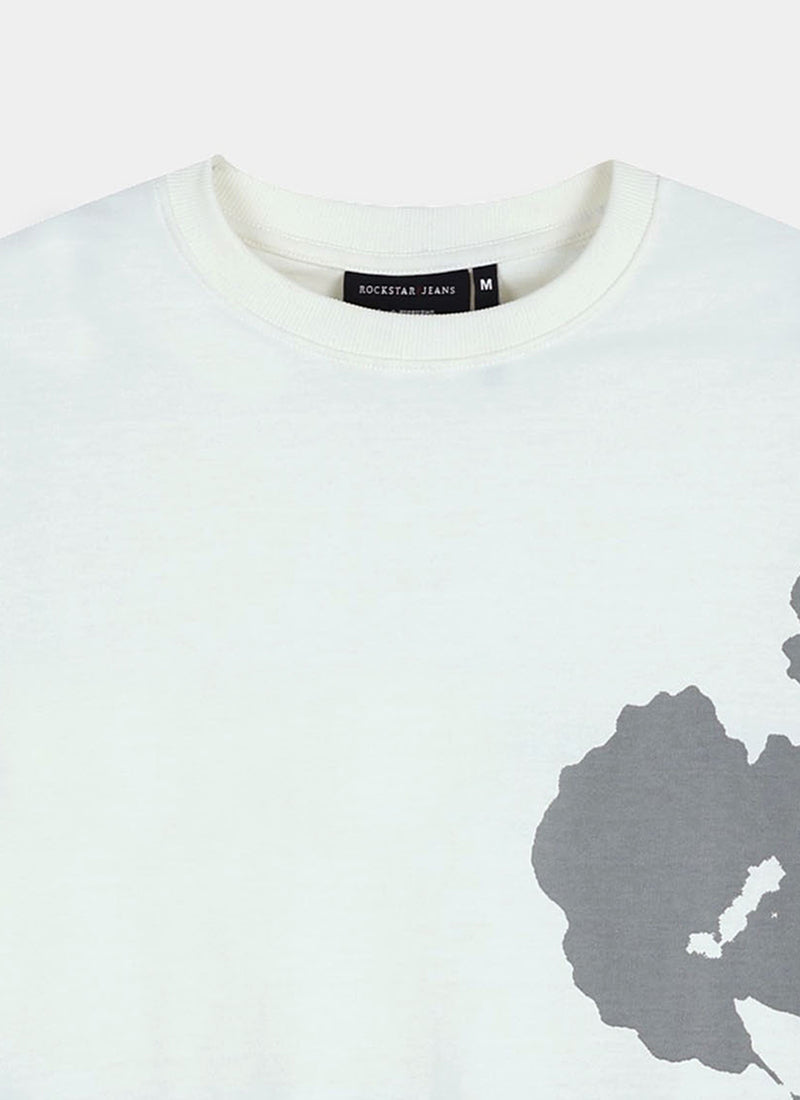 ECLECTIC REALM Oversized Cotton Printed T-Shirt Ecru White - Details Images
