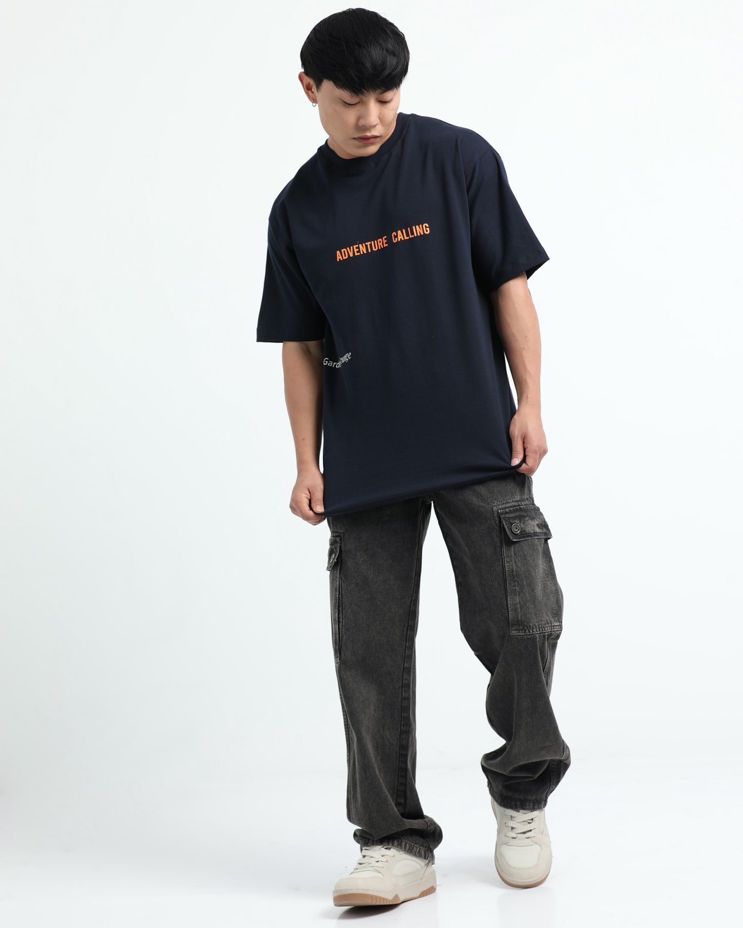 ADVENTURE CALLING NAVY BLUE TEE - Oversized fit