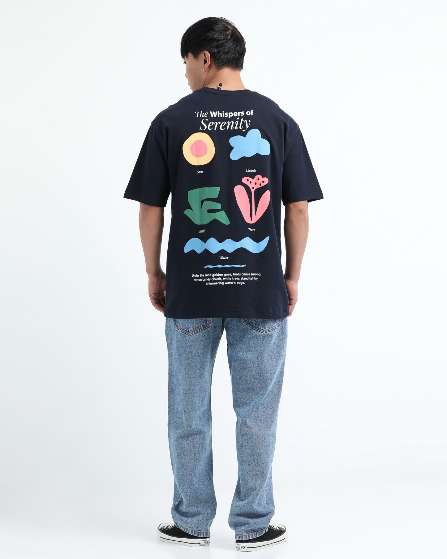 SERENITY NAVY BLUE TEE - Oversized fit