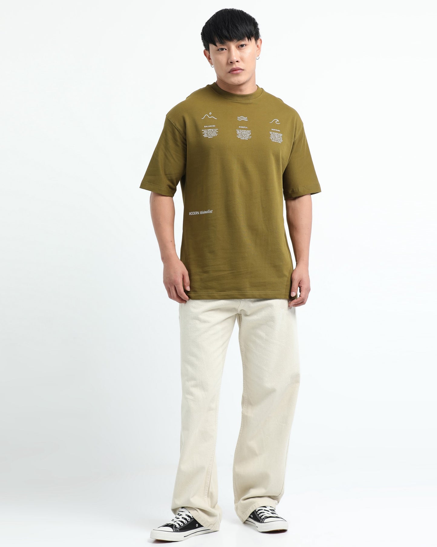 BALANCE OF THOUGHT MOSS GREEN TEE - Oversized fit