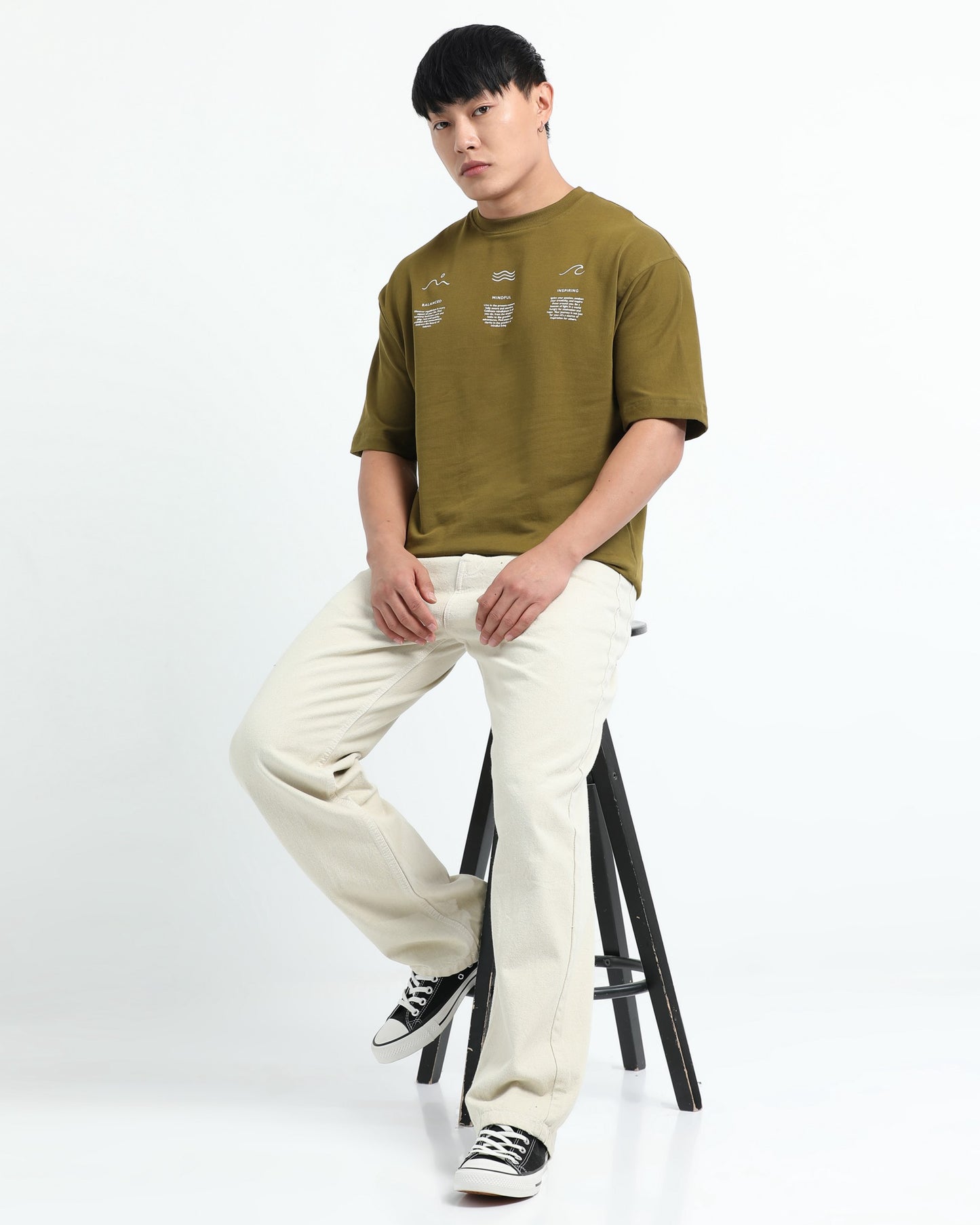 BALANCE OF THOUGHT MOSS GREEN TEE - Oversized fit