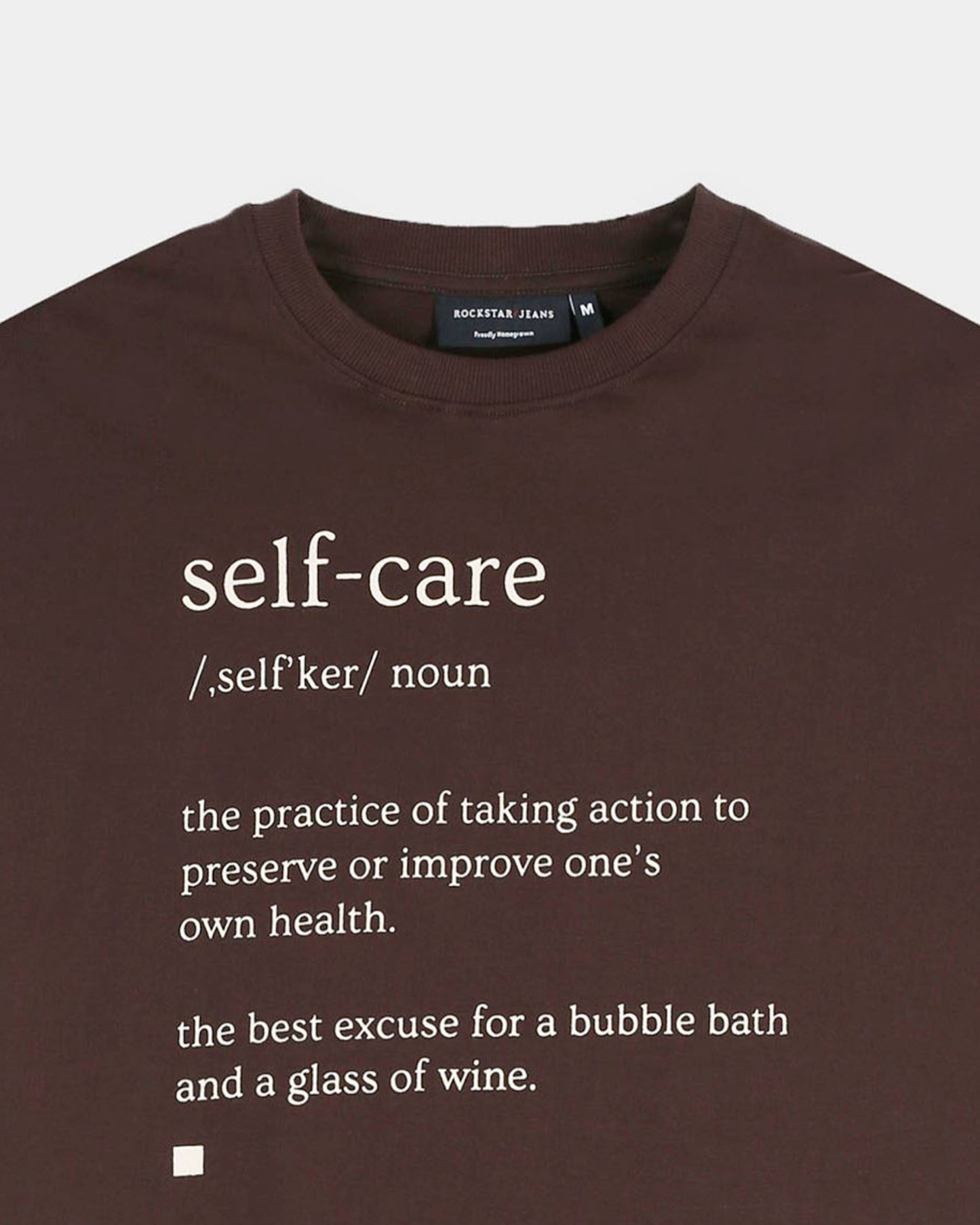 SELF CARE Relaxed Fit Cotton Printed T-Shirt Espresso Brown