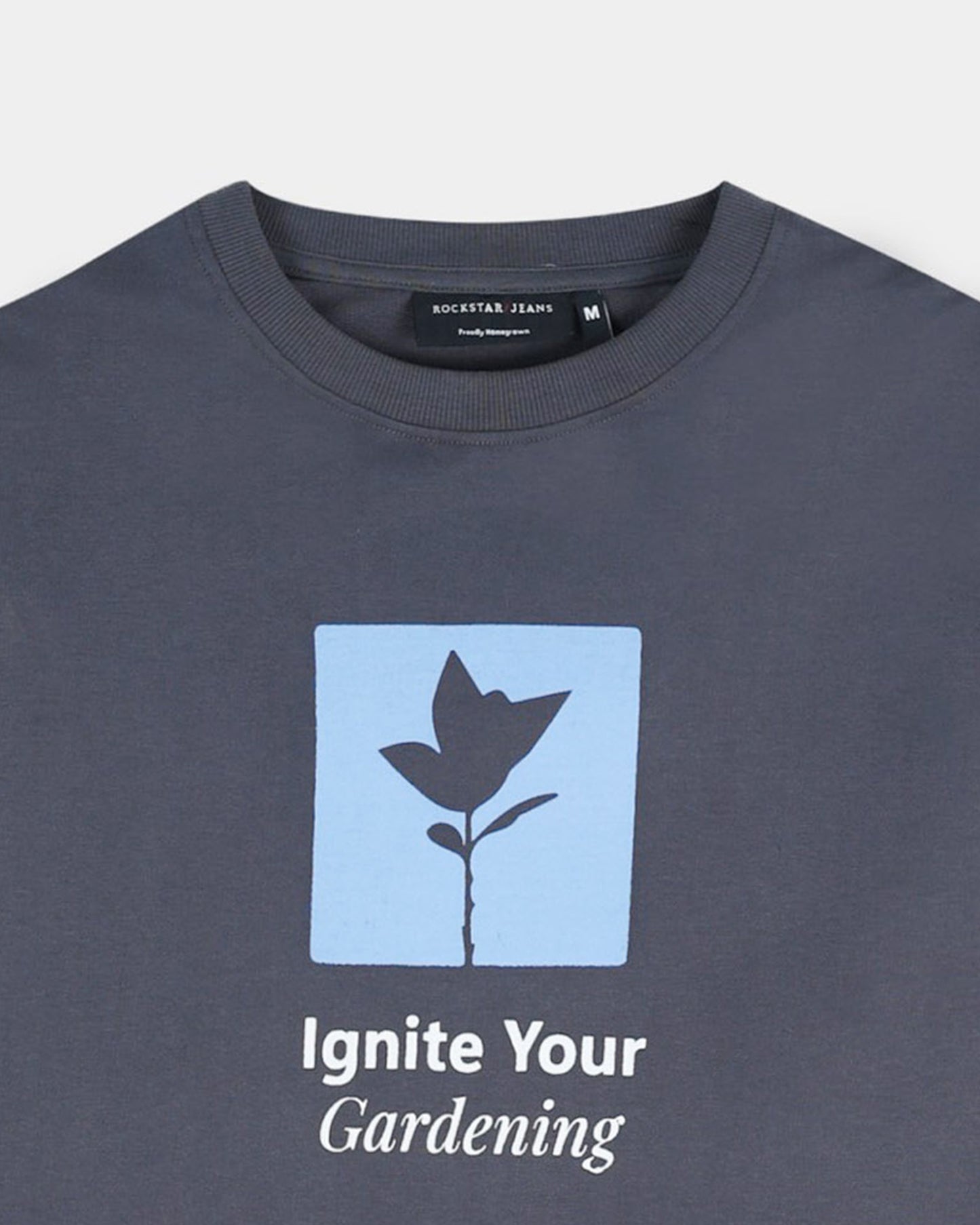 IGNITE YOUR GARDENING Relaxed Fit Cotton Printed T-Shirt Slate Grey