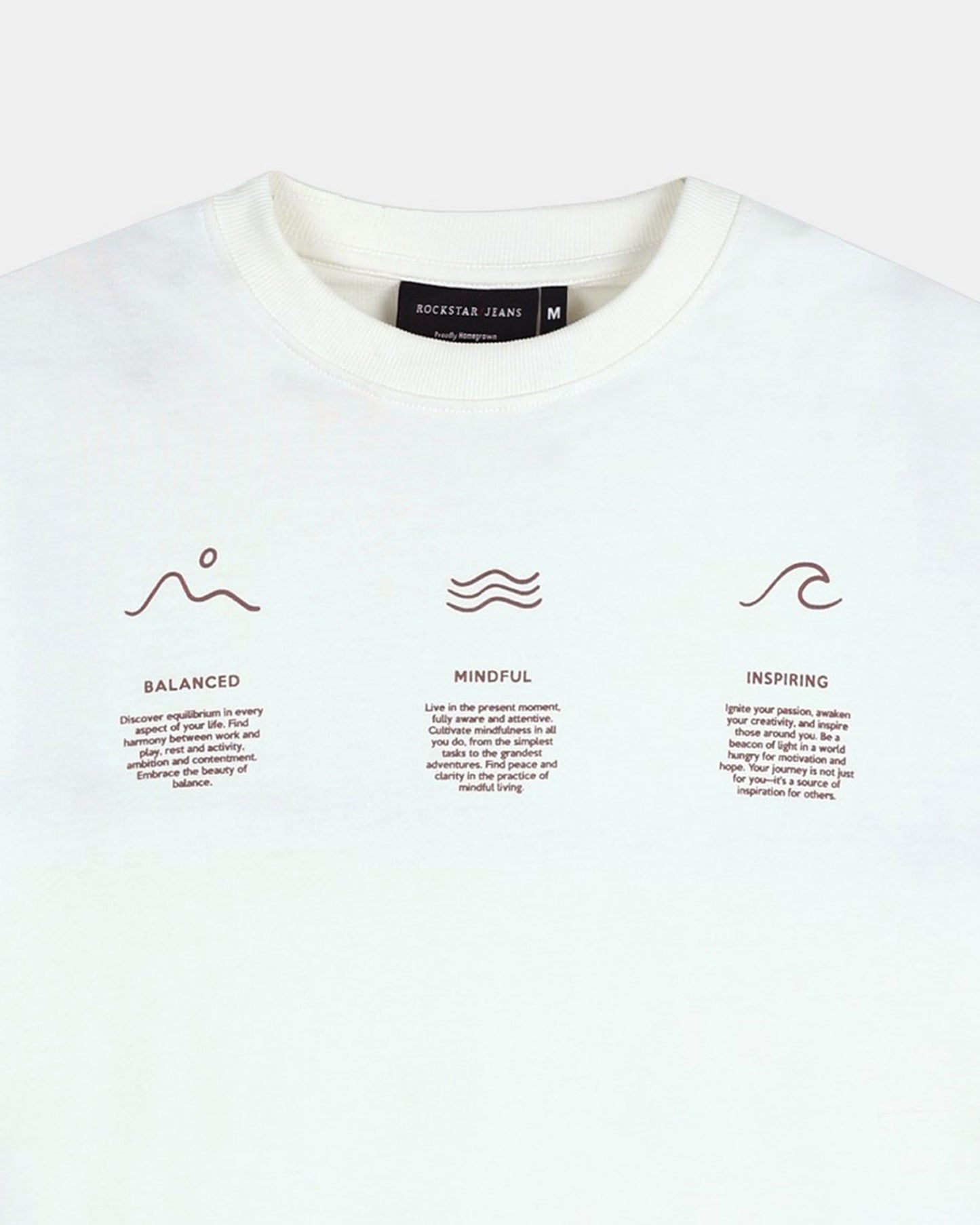 BALANCE OF THOUGHT Relaxed Fit Cotton Printed T-Shirt Off White