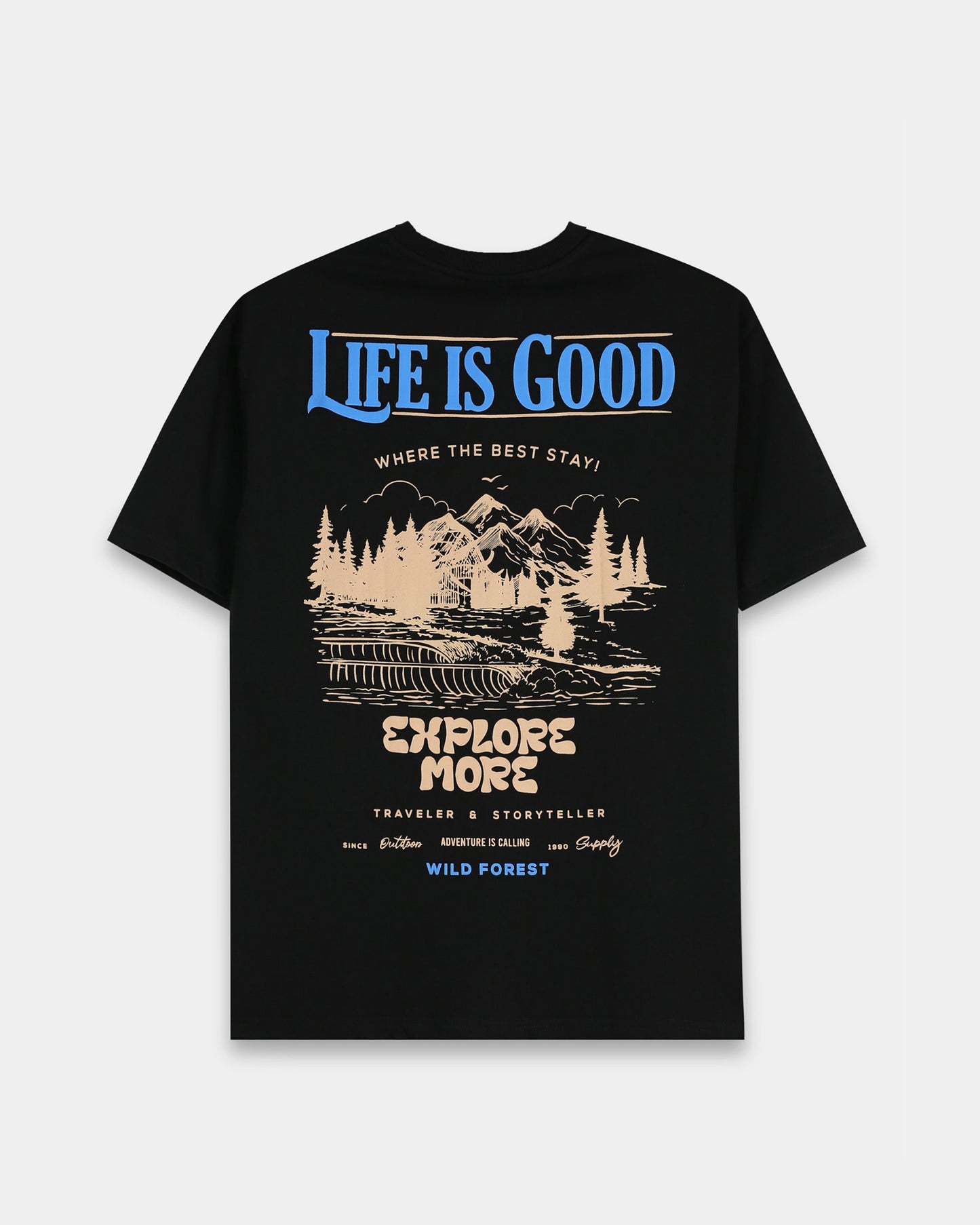 ADVENTURE CALLING BLACK TEE - Oversized fit