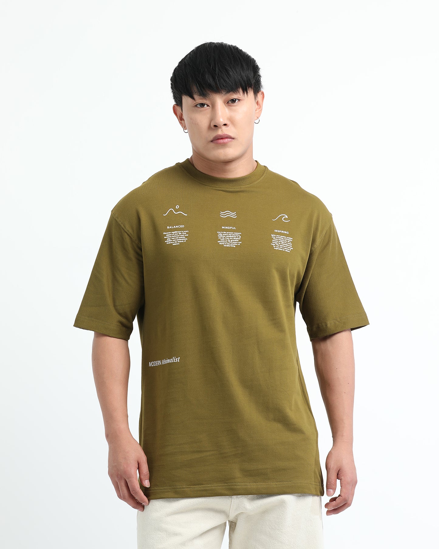 BALANCE OF THOUGHT MOSS GREEN TEE - Oversized fit