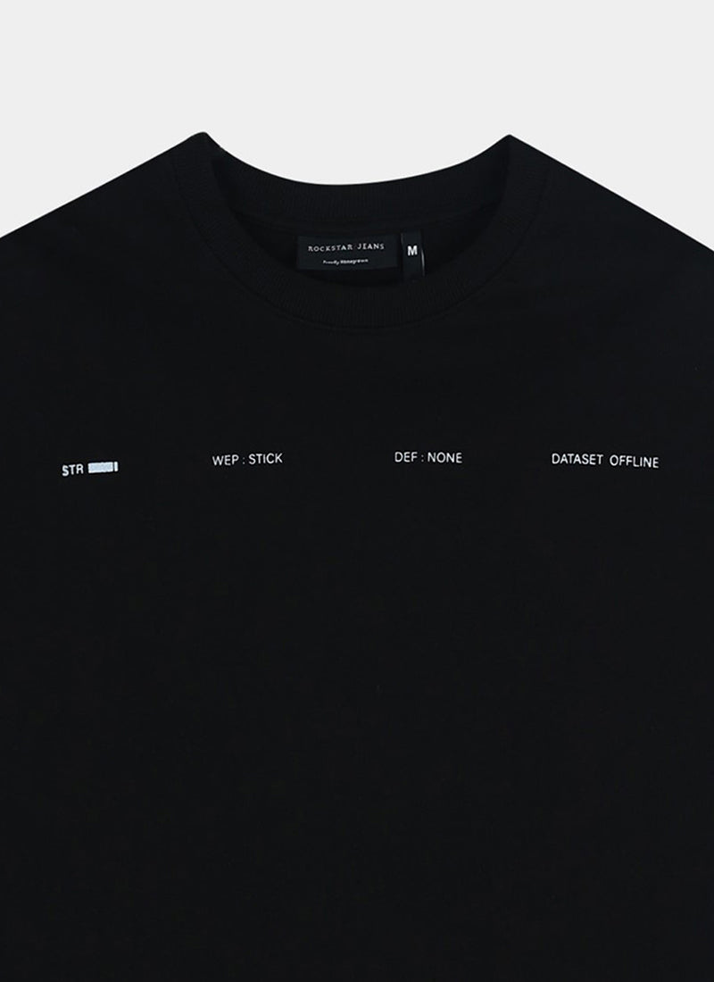 EXISTENCE REALM Oversized Cotton Printed T-Shirt Raven Black - Details View