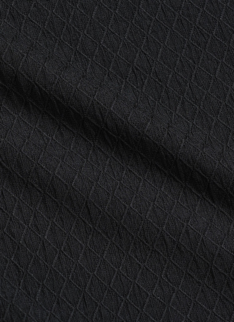 HALO Diamond Textured Knitted Shirt Phantom Black-Fabric Detail View