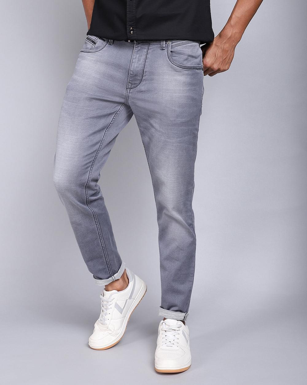 Mid Grey Ankle Fit Jeans for Men 