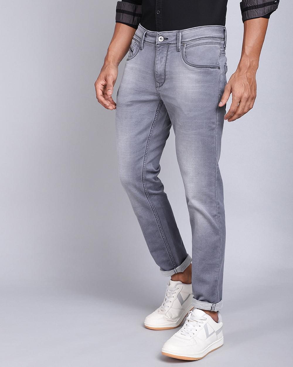 Mid Grey Ankle Fit Jeans for Men 