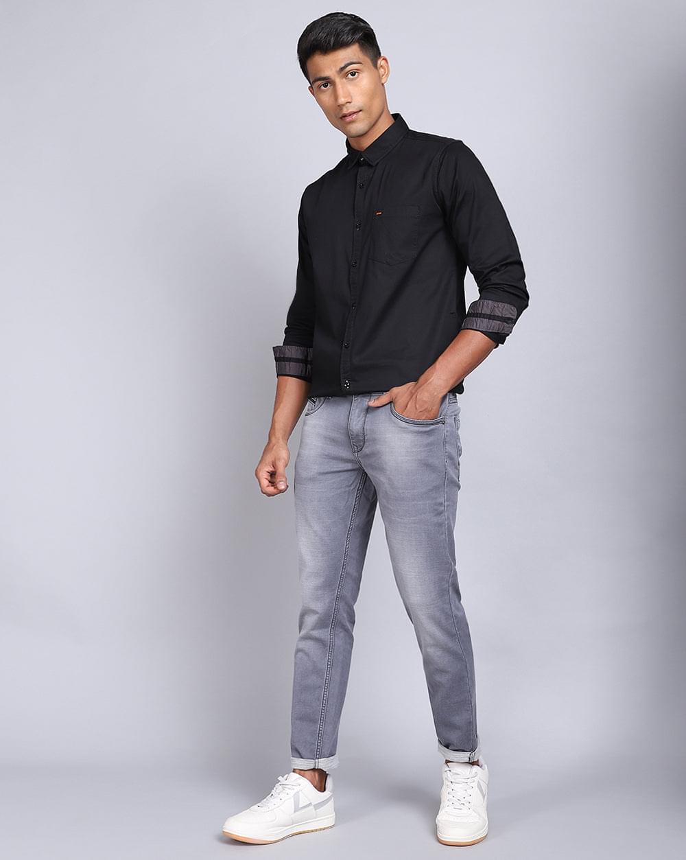 Mid Grey Ankle Fit Jeans for Men 