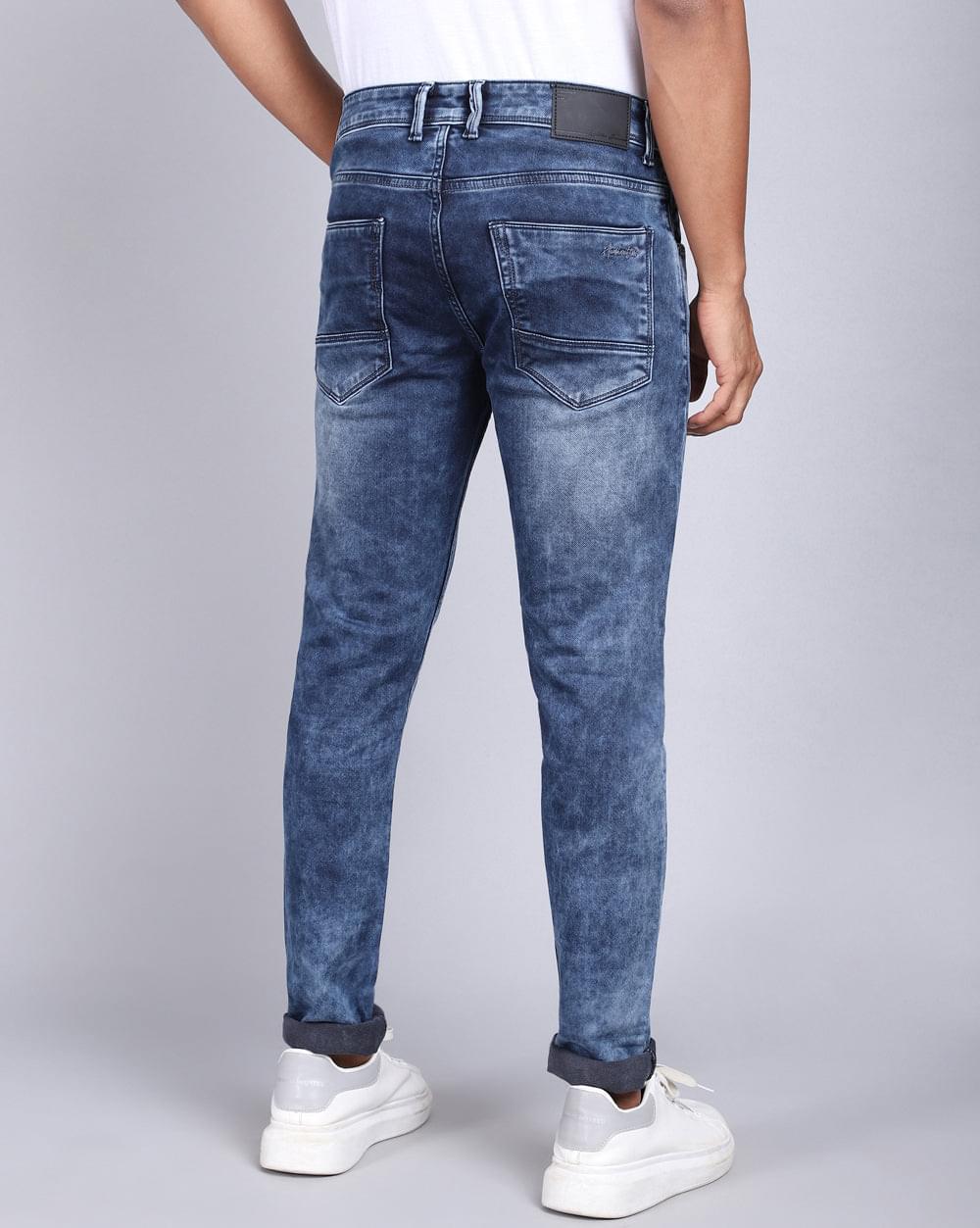 Ankle Fit Mid Wash Blue Jeans for Men 