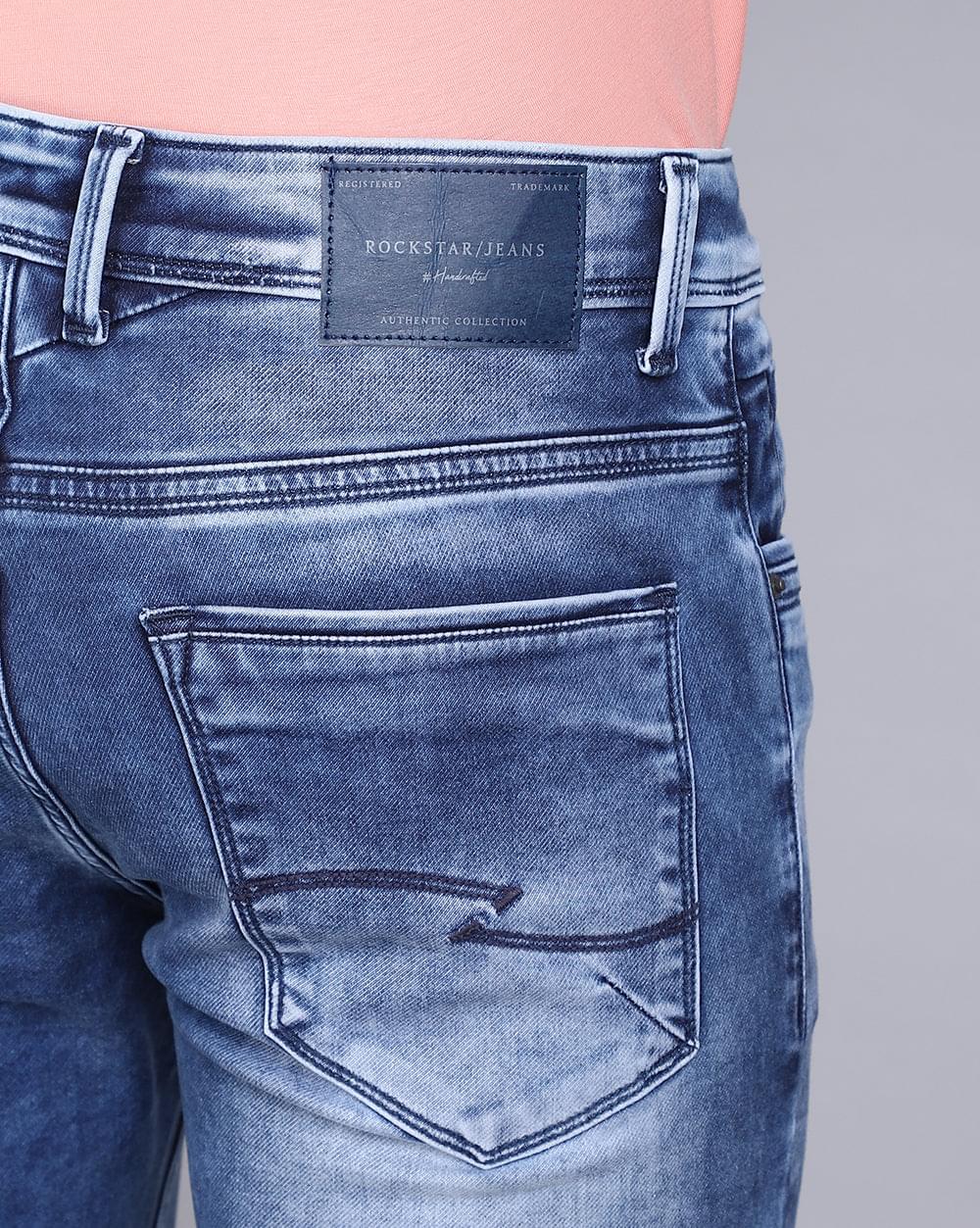 Ankle Fit Light Wash Blue Jeans for Men 