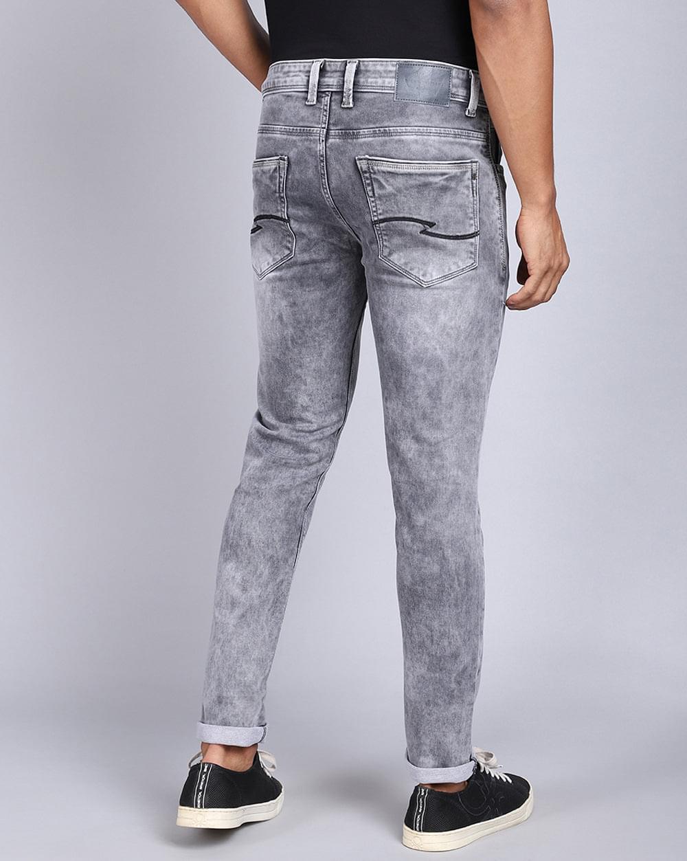 Ankle Fit  Stonewash Light Grey Jeans for Mens 