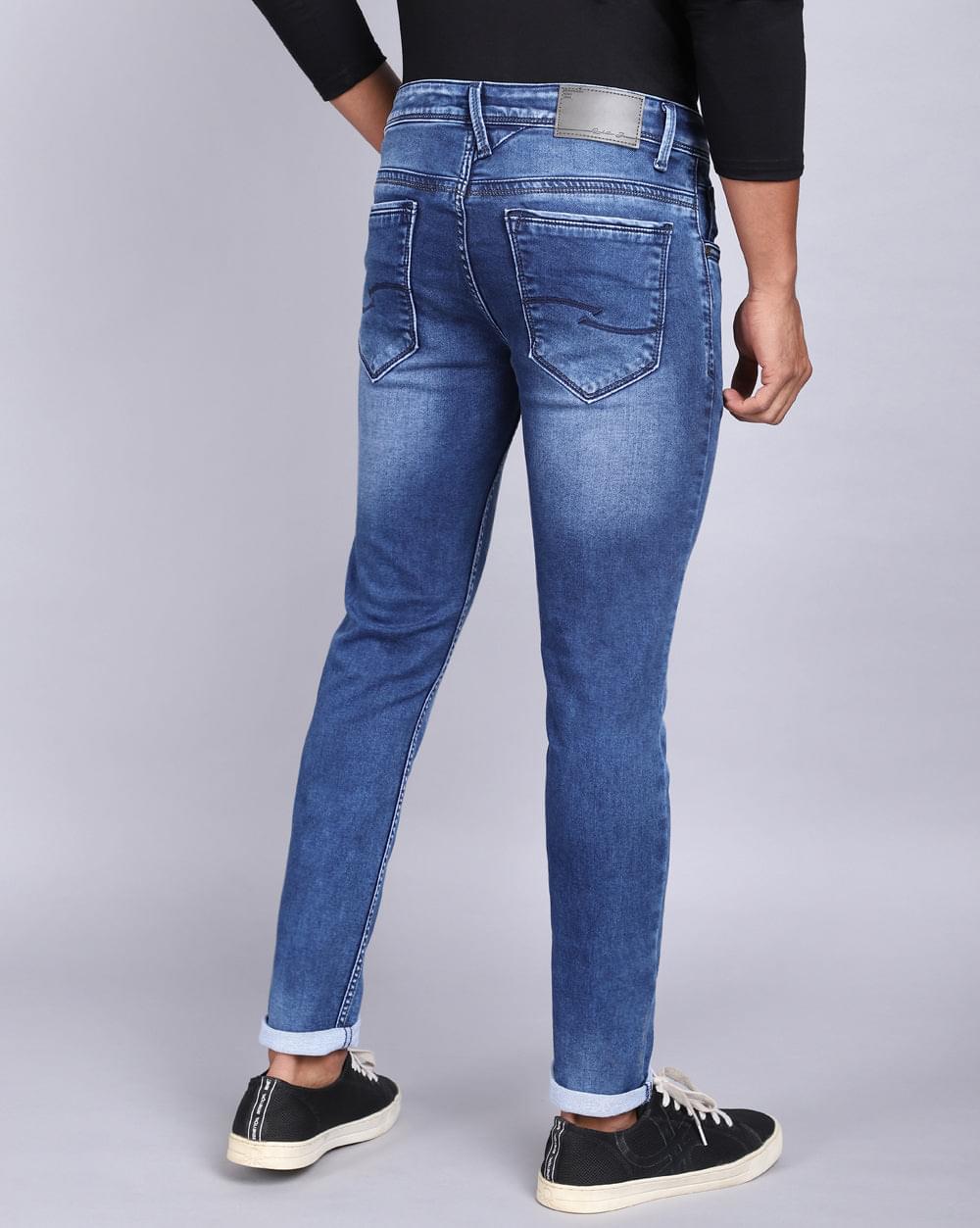 Ankle Fit Basic Mid Blue Jeans for Men 