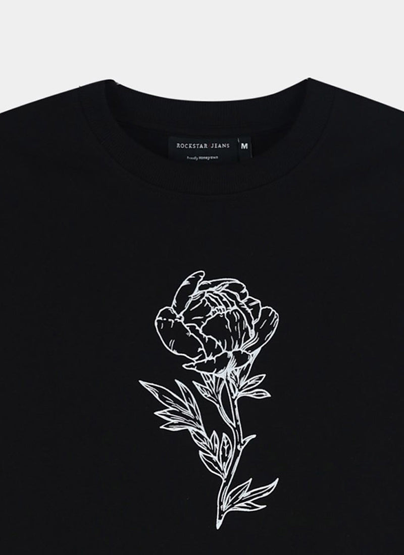 REIMAGINE Oversized Cotton Printed T-Shirt Black Anthracite - Details View