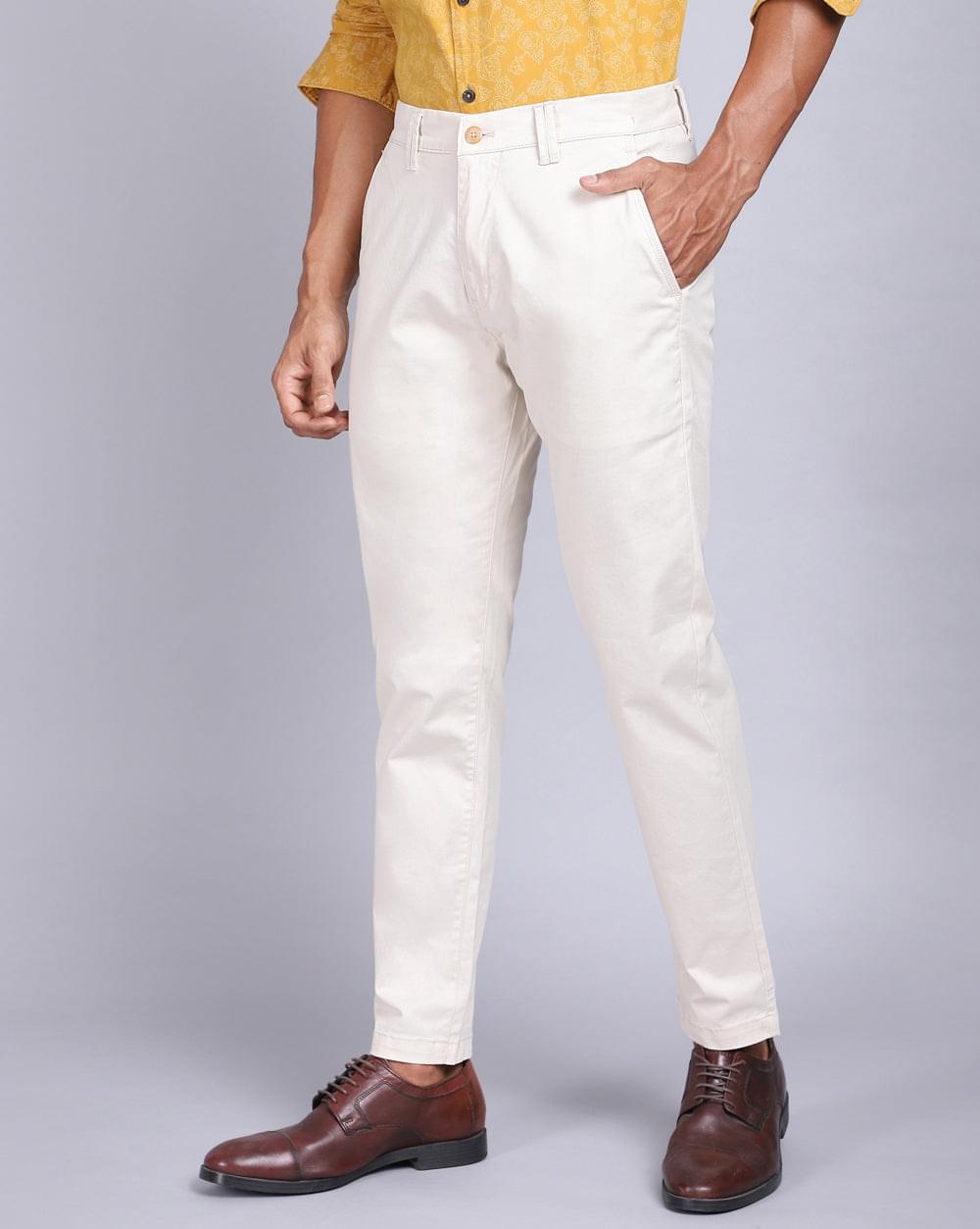Ankle Fit Cream Trouser for Men
