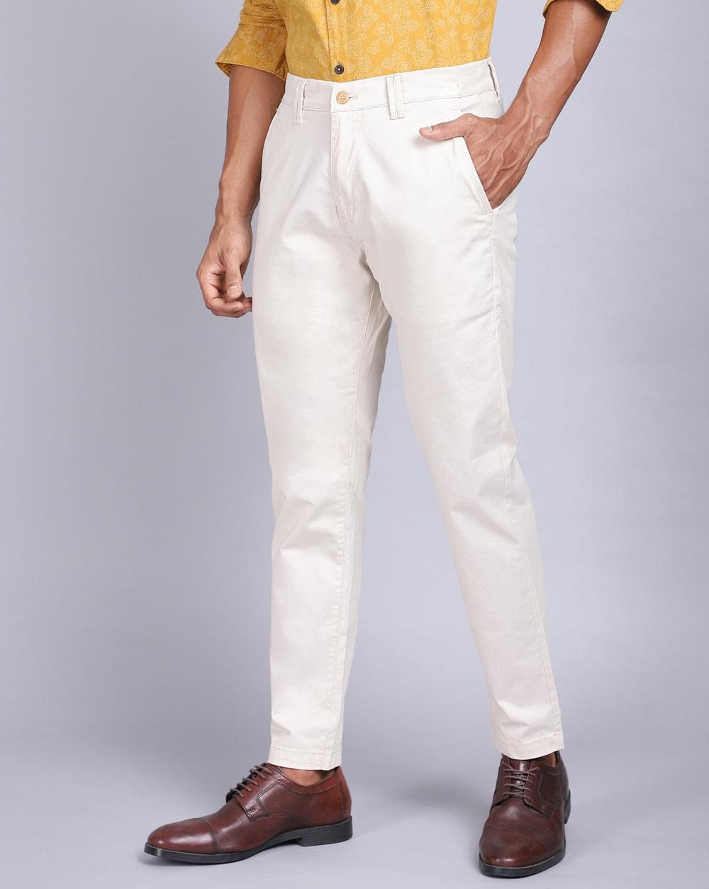 Ankle Fit Cream Trouser for Men 