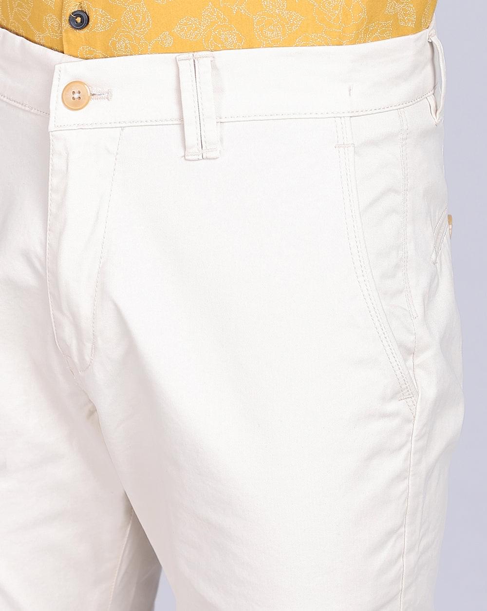 Ankle Fit Cream Trouser for Men