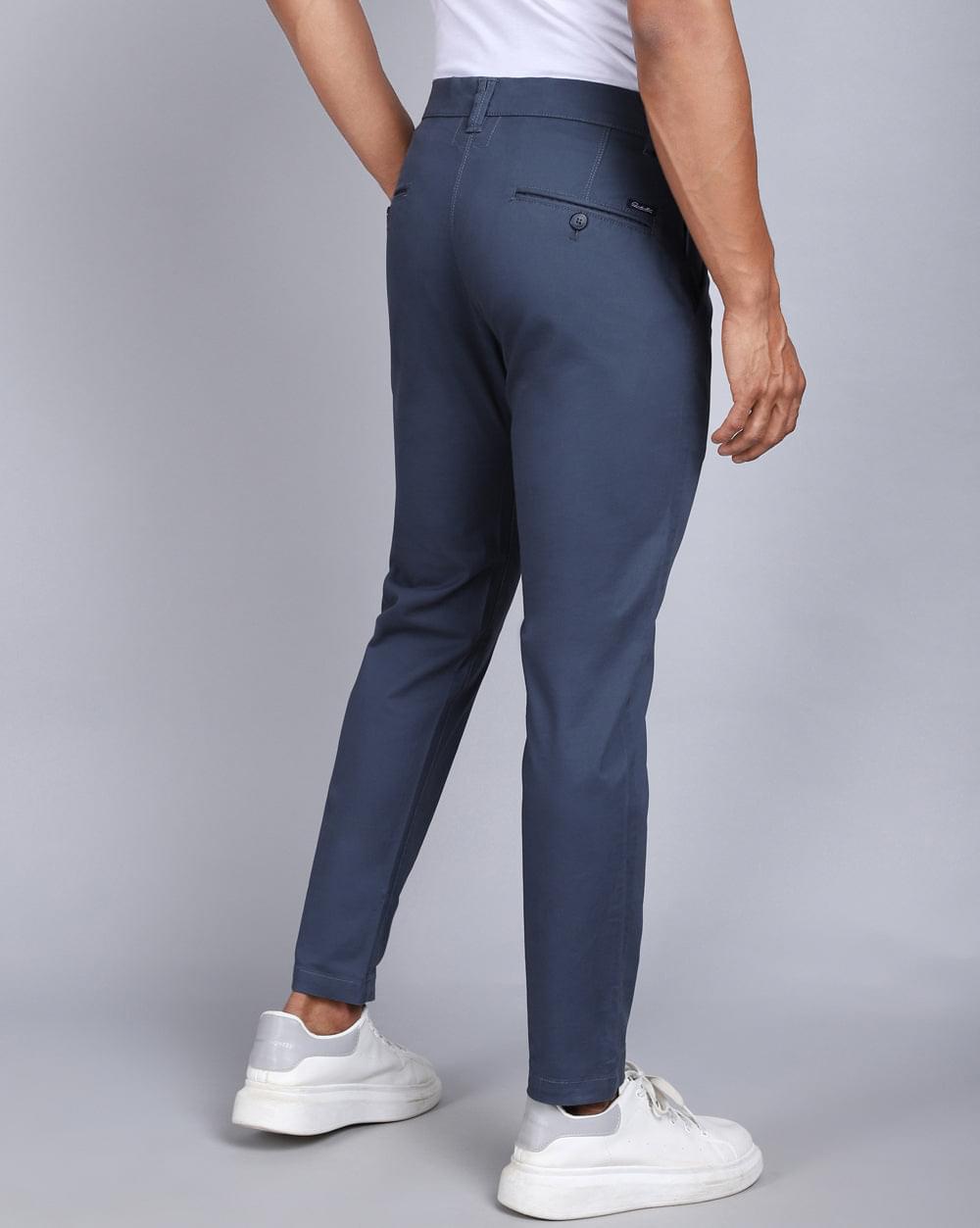 Blue Ankle Fit Trouser For Men