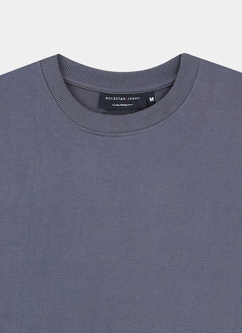 SIGNATURE Oversized Solid Cotton T-Shirt Slate Grey - Detail View