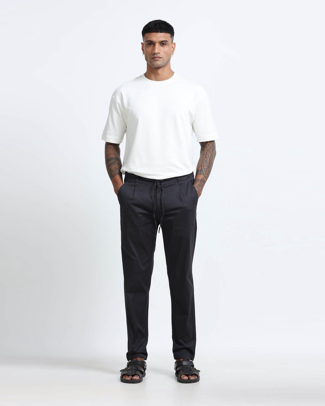 Men wearing stretch trousers for office and travel comfort by Rockstar Jeans