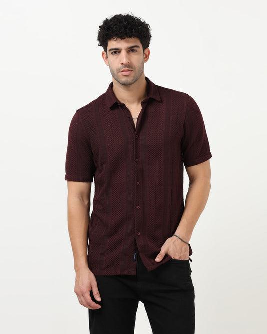 AETHER Burgundy Mesh Knit shirt
