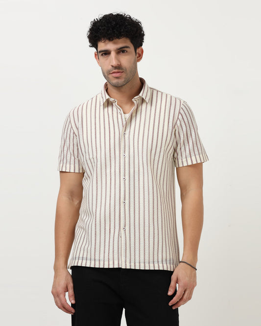 NOIR Maroon Line Shirt