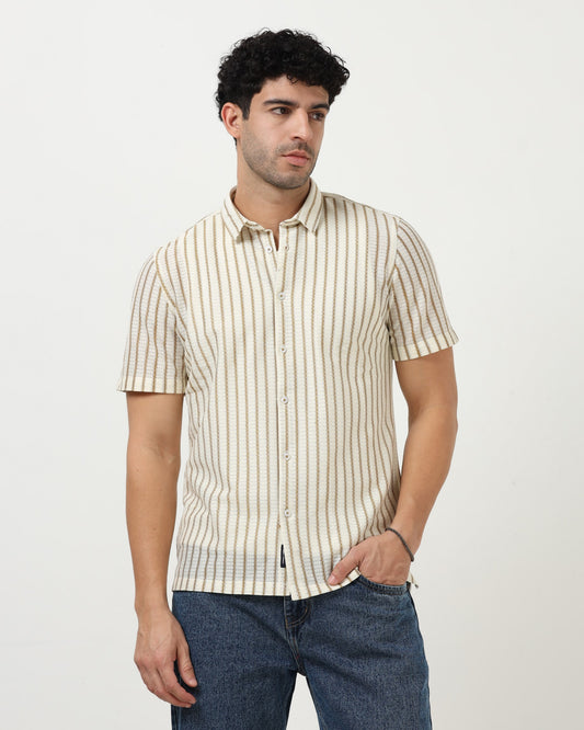 NOIR Brown Line Shirt