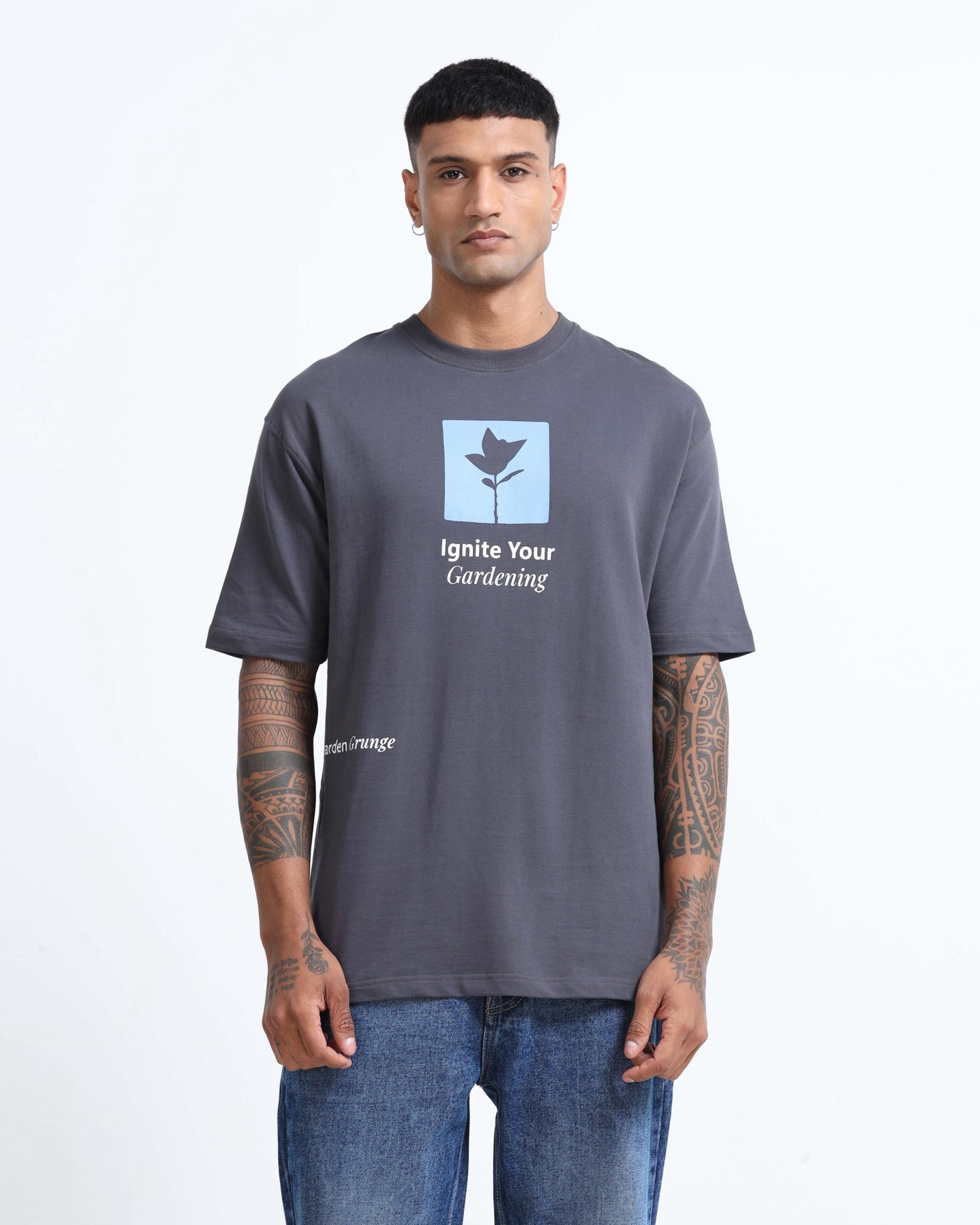 IGNITE YOUR GARDENING GREY TEE - Oversized fit