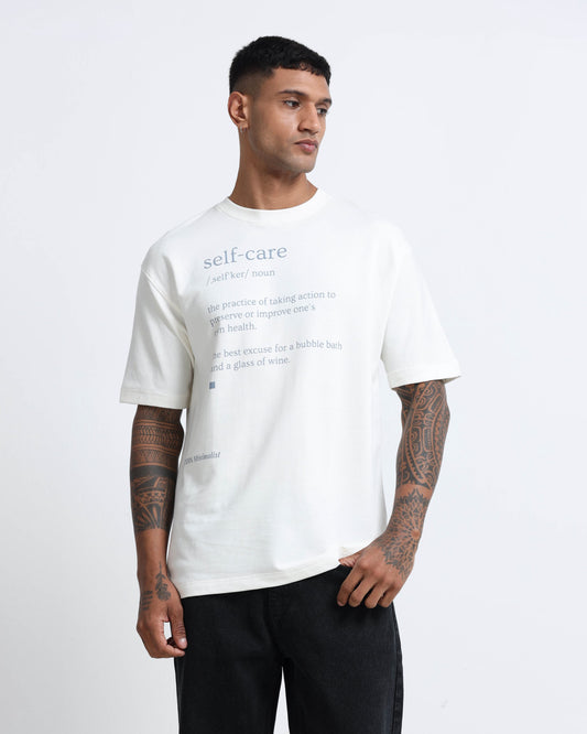 SELF CARE OFF WHITE TEE - Oversized fit