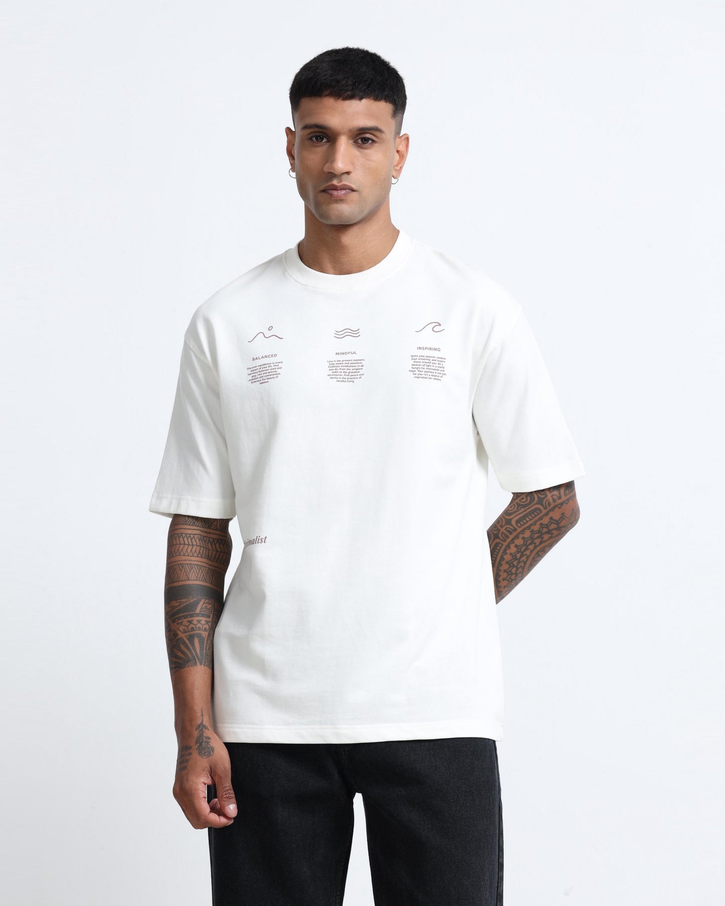 BALANCE OF THOUGHT OFF WHITE TEE - Oversized fit