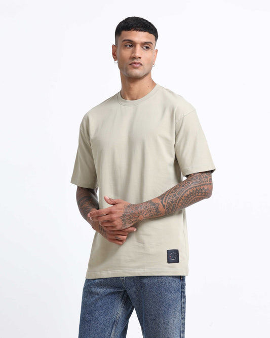 THE GROOVE Light Grey Basic Tee - Oversized Fit