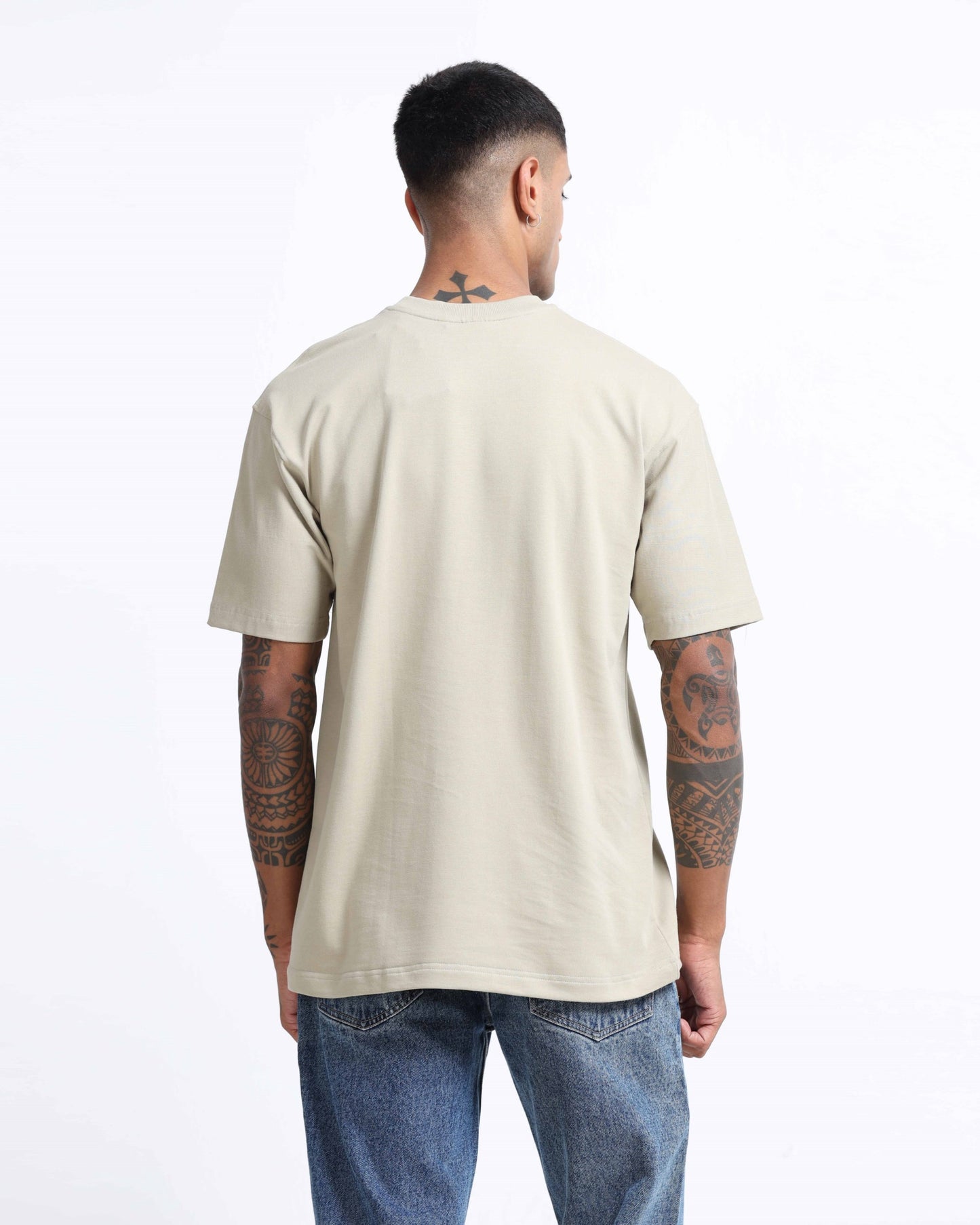 THE GROOVE Light Grey Basic Tee - Oversized Fit