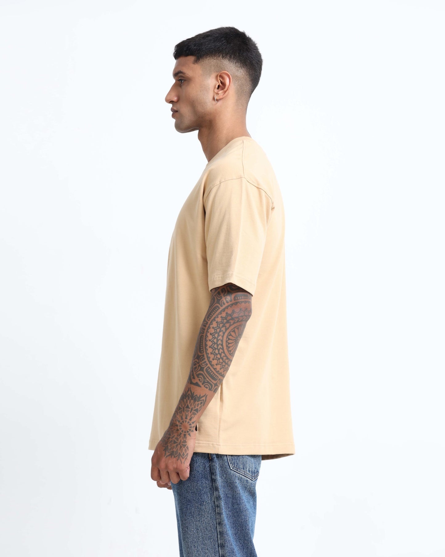 THE GROOVE Beige Basic Tee - Oversized Fit