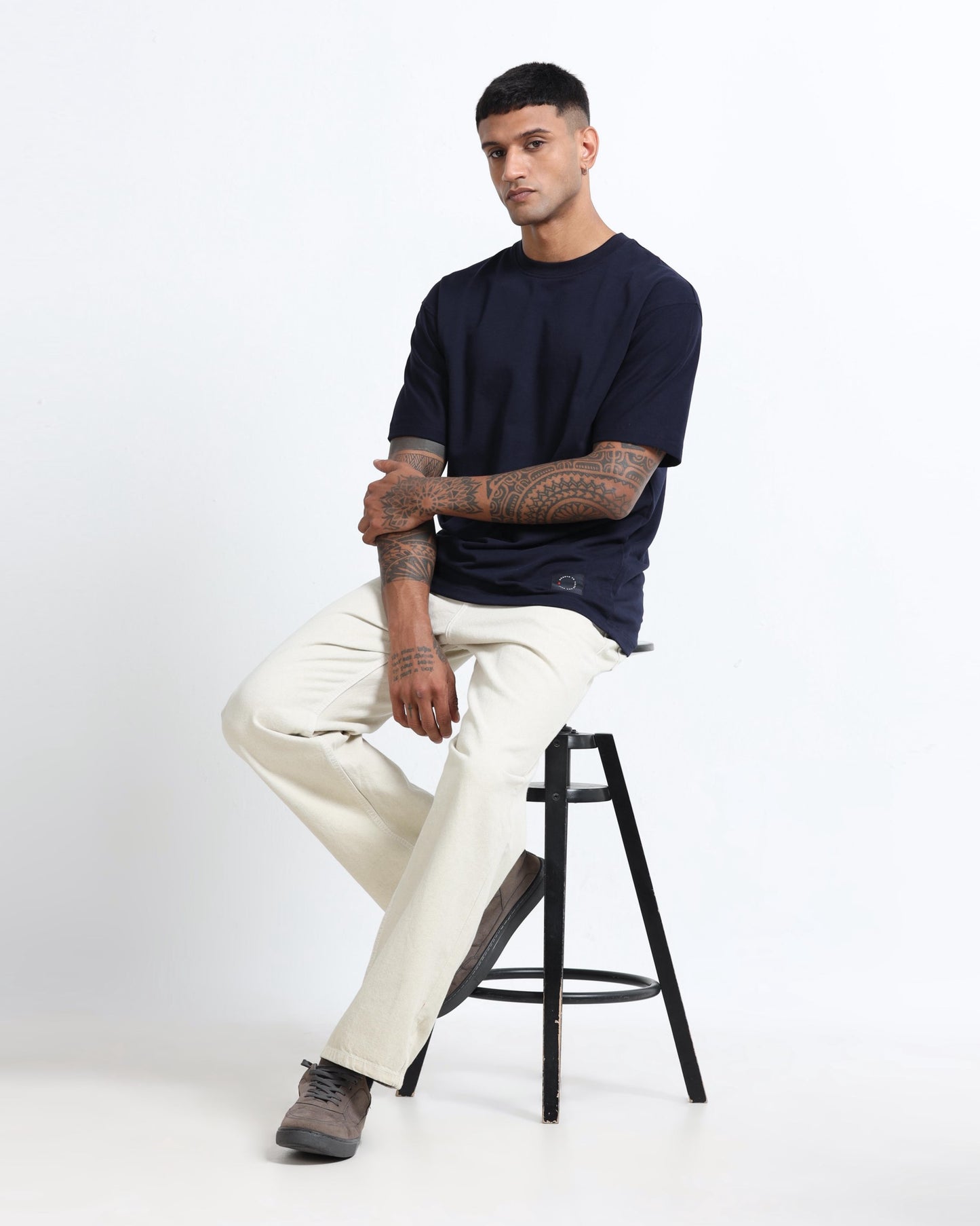 THE GROOVE Navy Blue Basic Tee - Oversized Fit