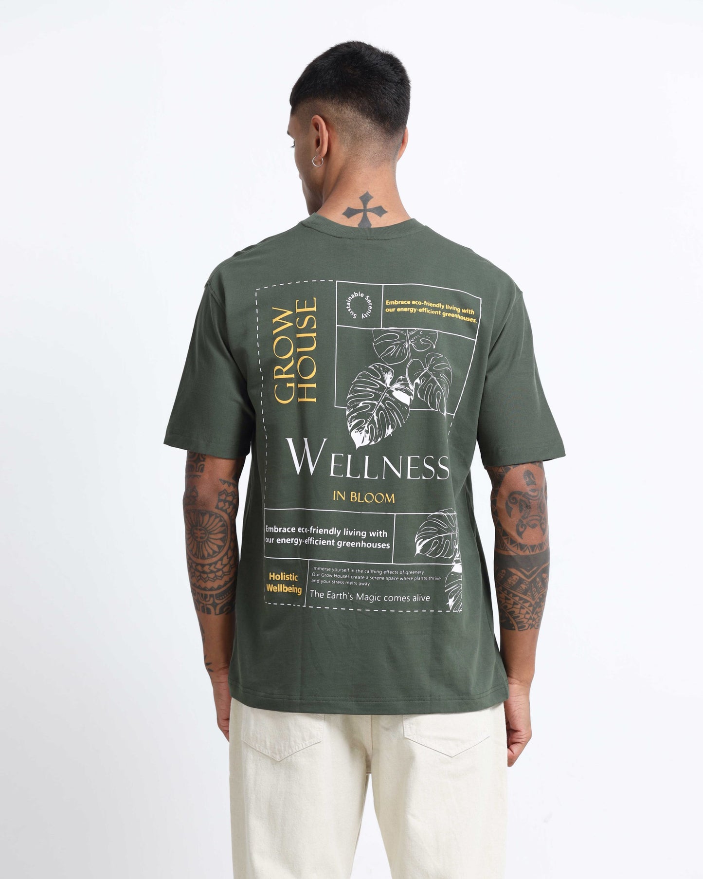 WELLNESS IN BLOOM FOREST GREEN TEE - Oversized fit