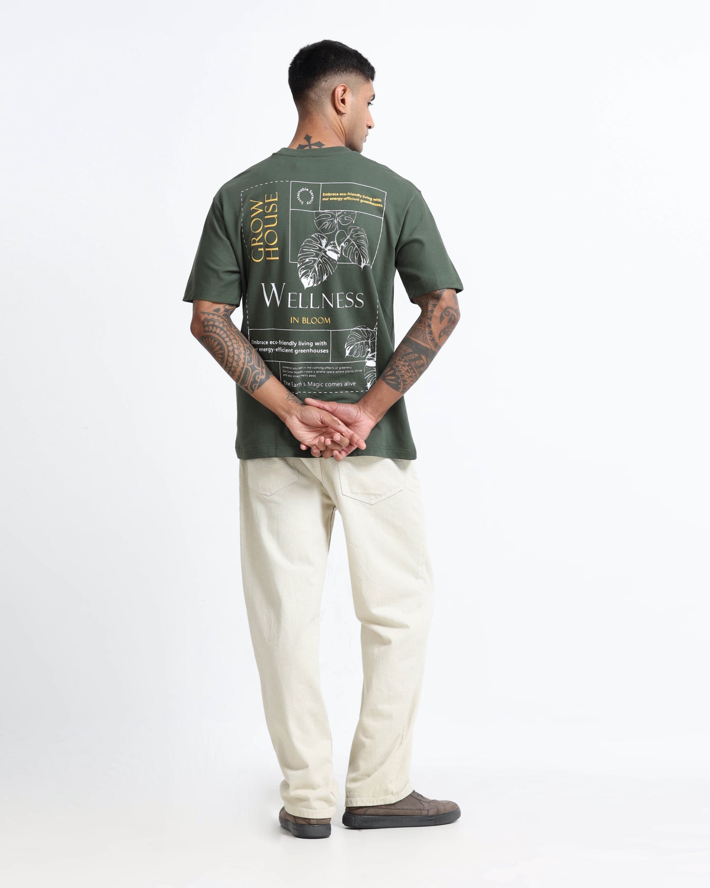 WELLNESS IN BLOOM FOREST GREEN TEE - Oversized fit