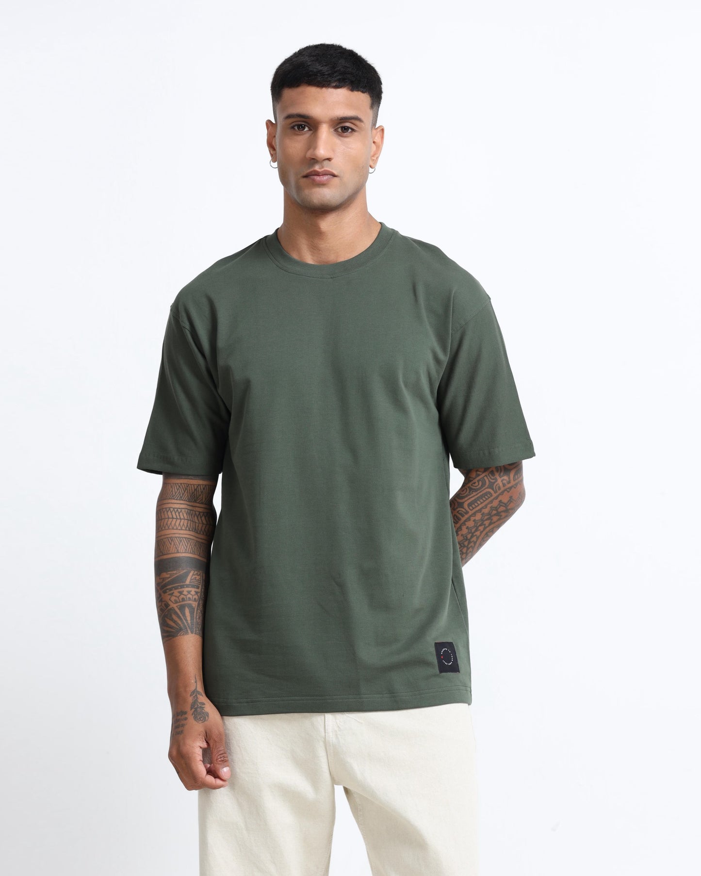 THE GROOVE Forest Green Basic Tee - Oversized Fit