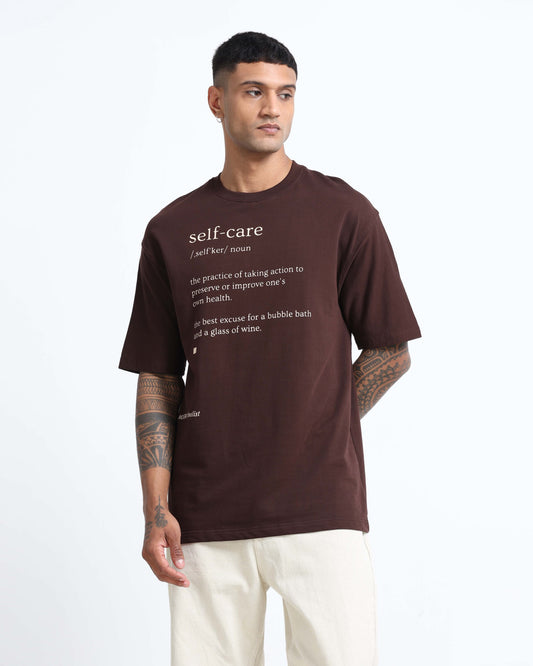 SELF CARE BROWN TEE - Oversized fit