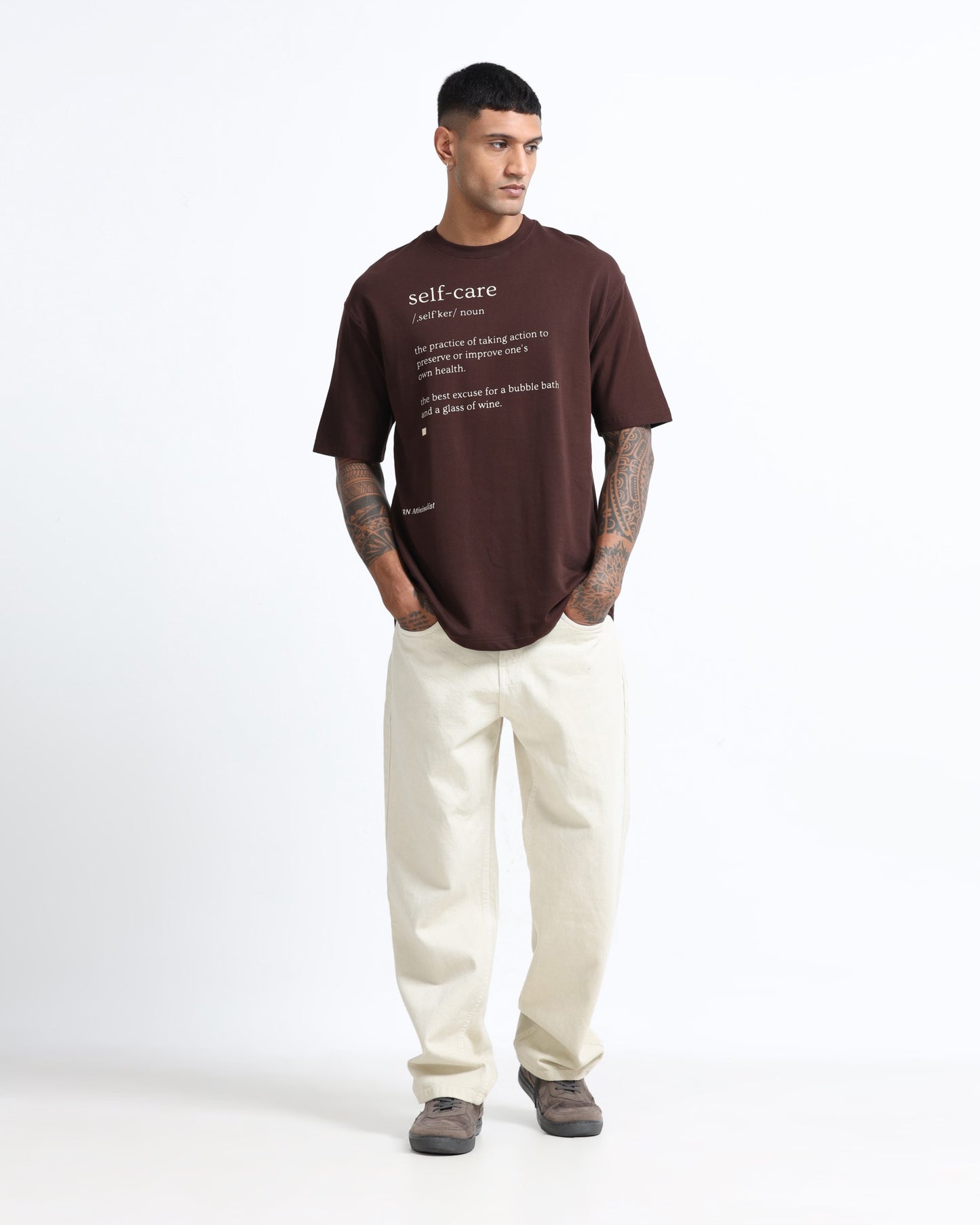 SELF CARE BROWN TEE - Oversized fit