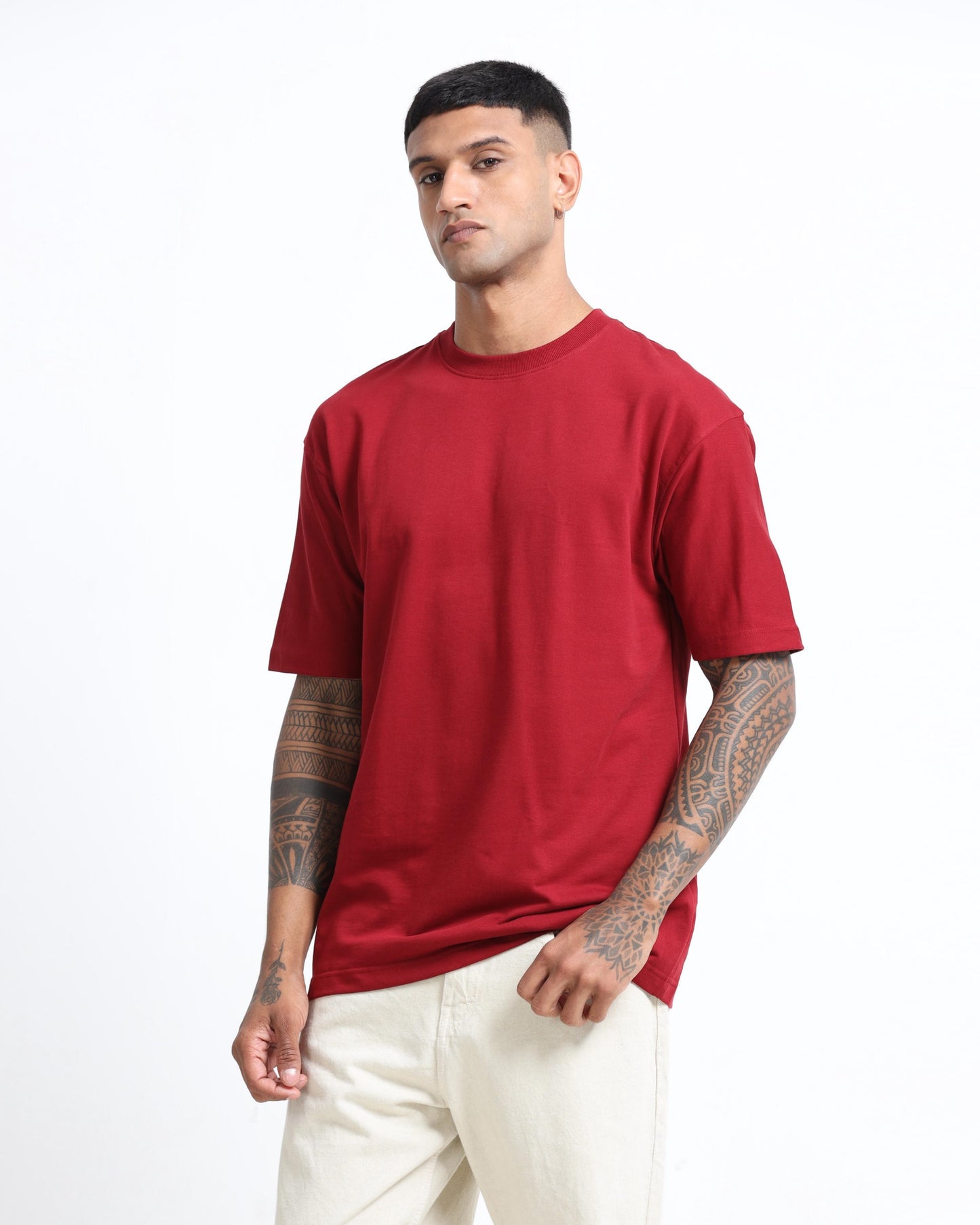 THE GROOVE Maroon Basic Tee - Oversized Fit